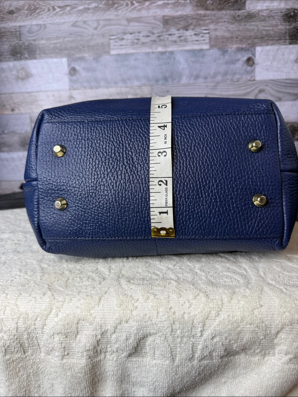 Valentina Navy Blue Pebbled Leather Crossbody with Gold Hardware